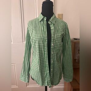 Vintage banana republic Green and white gingham button-up shirt #gingham